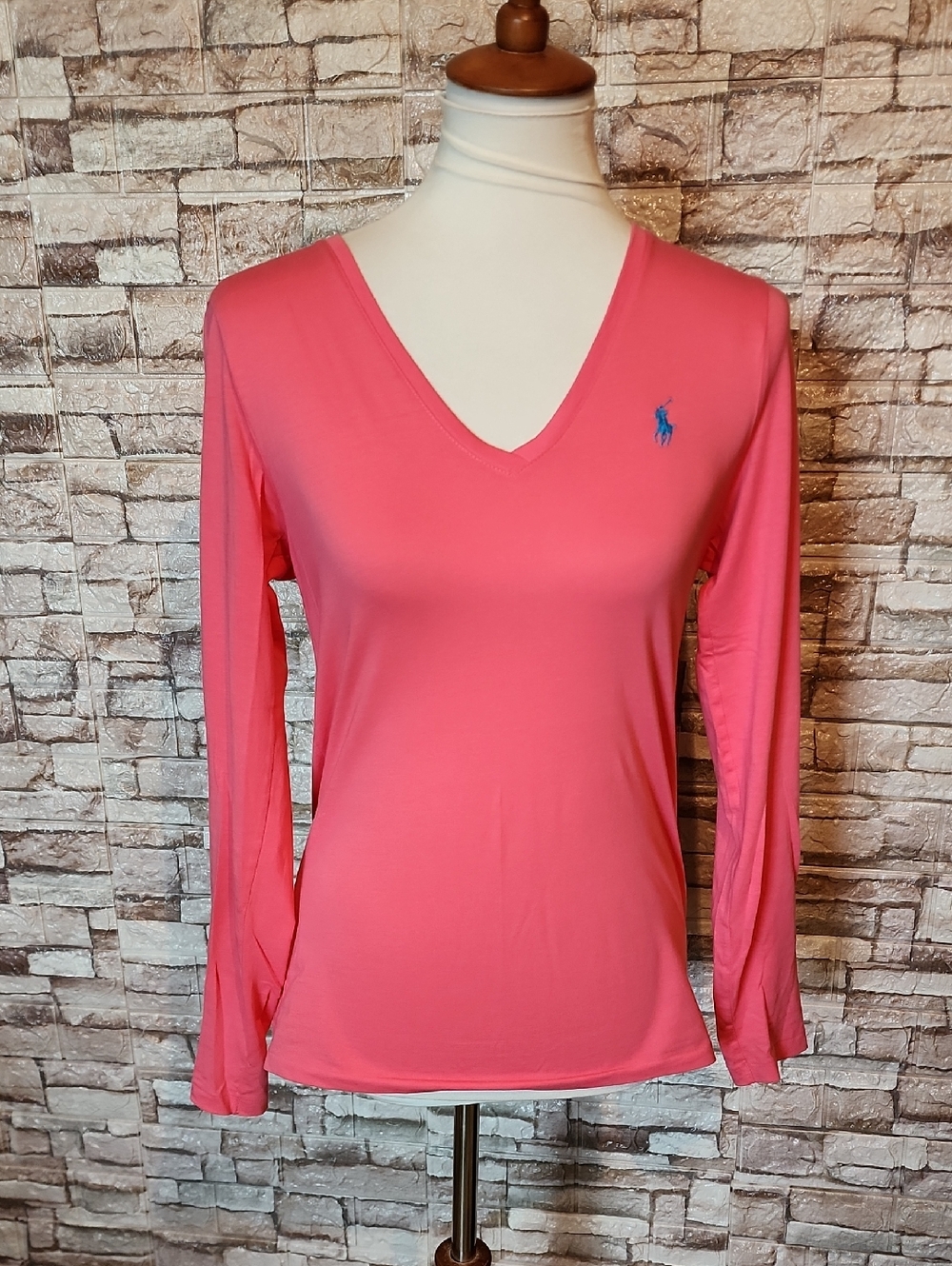 Ralph Lauren Sport Pink V-Neck Long Sleeve Tee